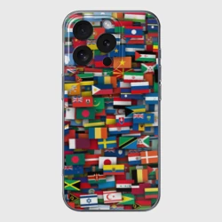Чехол для iPhone 16 Pro Max силиконовый с защитой камеры Флаги всех стран
