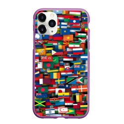 Чехол для iPhone 11 Pro Max матовый Флаги всех стран