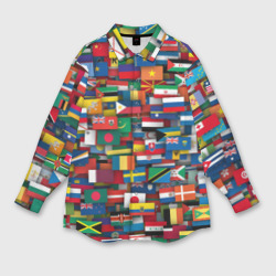 Мужская рубашка oversize 3D Флаги всех стран