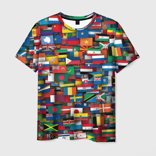 Мужская футболка 3D Флаги всех стран, цвет 3D печать