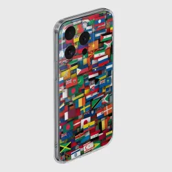 Чехол для iPhone 15 Pro силиконовый с защитой камеры Флаги всех стран - фото 2