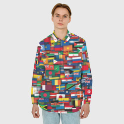 Мужская рубашка oversize 3D Флаги всех стран - фото 2