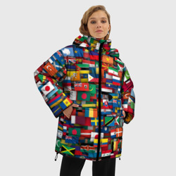 Женская зимняя куртка Oversize Флаги всех стран - фото 2