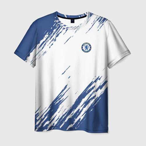 Мужская футболка с принтом Chelsea uniform форма Челси, вид спереди №1