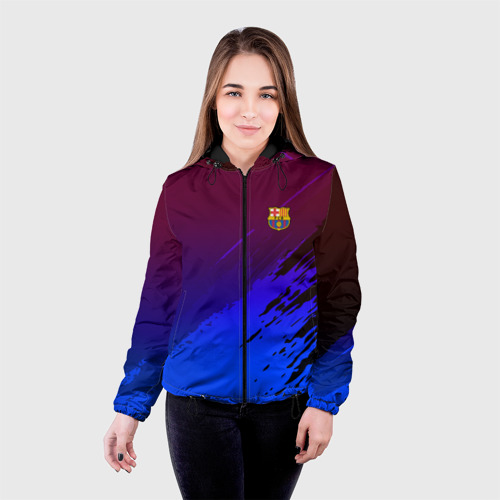 Женская куртка 3D FC Barcelona sport, цвет черный - фото 3