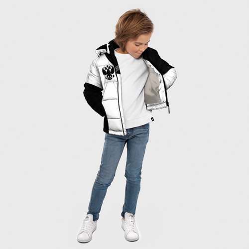 Зимняя куртка для мальчиков 3D с принтом Россия Black&White, вид сбоку #3