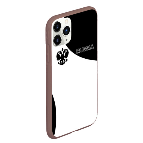 Чехол для iPhone 11 Pro Max матовый с принтом Россия Black&White, вид сбоку #3