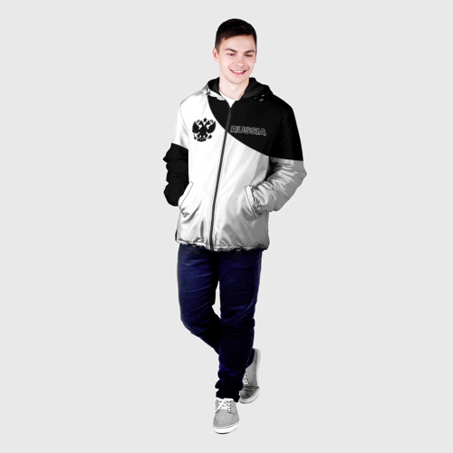 Мужская куртка 3D с принтом Россия Black&White, фото на моделе #1