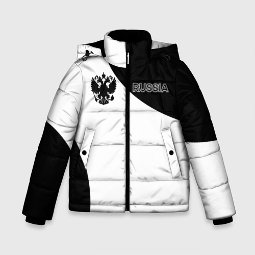 Зимняя куртка для мальчиков 3D с принтом Россия Black&White, вид спереди #2