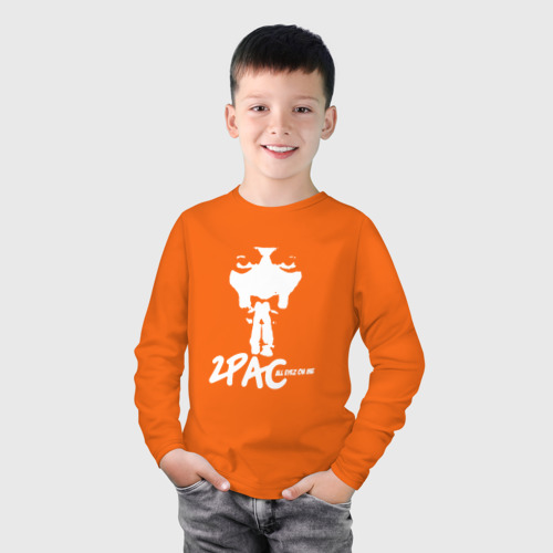 Детский лонгслив хлопок 2Pac – All Eyez On Me, цвет оранжевый - фото 3