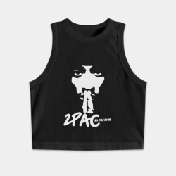 Женская укороченная майка-топ хлопок 2Pac – All Eyez On Me
