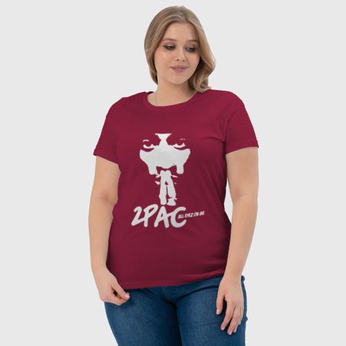 Женская футболка хлопок 2Pac – All Eyez On Me, цвет маджента - фото 6