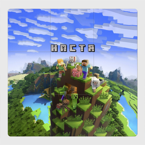 Магнитный плакат 3Х3 Настя - Minecraft