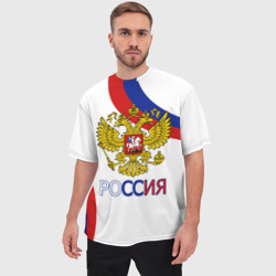 Мужская футболка oversize 3D Россия Триколор - фото 2