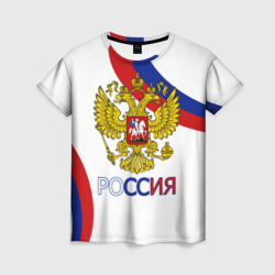 Женская футболка 3D Россия Триколор