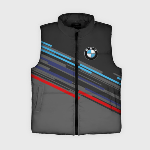 Женский жилет утепленный 3D BMW brand color, цвет черный