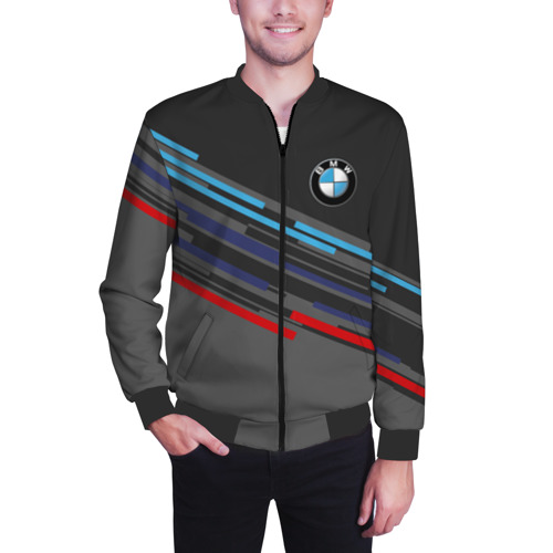 Мужской бомбер 3D BMW brand color, цвет черный - фото 3