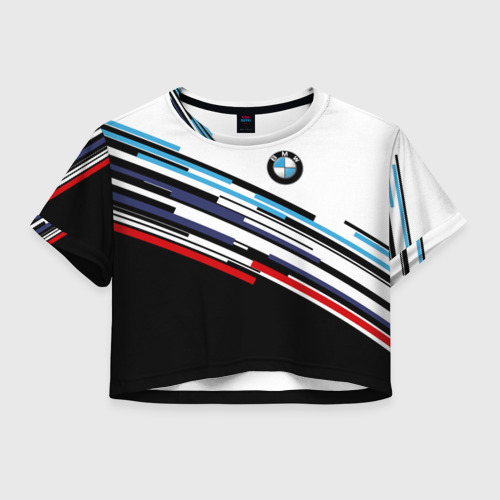 Женская футболка Crop-top 3D BMW brand color БМВ