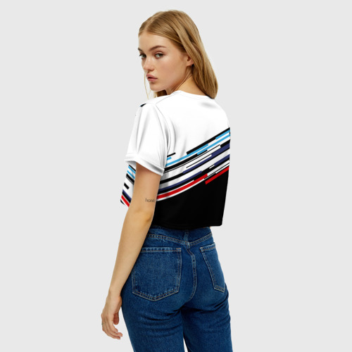 Женская футболка Crop-top 3D BMW brand color БМВ, цвет 3D печать - фото 5