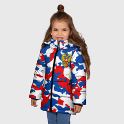 Зимняя куртка для девочек 3D Герб РФ Милитари - фото 2