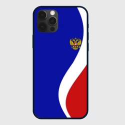 Чехол для iPhone 12 Pro Герб РФ Триколор
