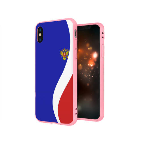 Чехол для iPhone X матовый Герб РФ Триколор - фото 3