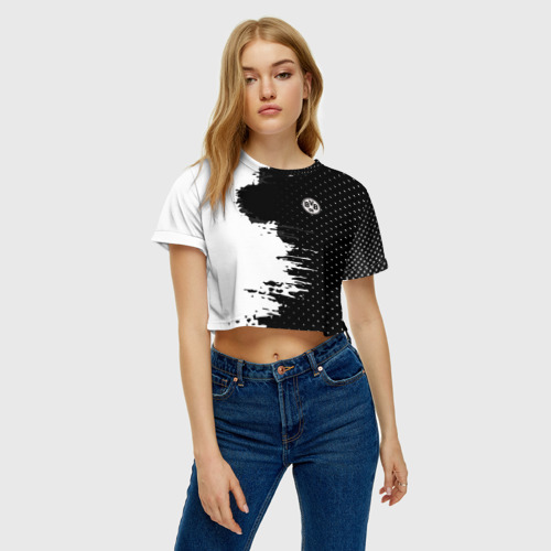 Женская футболка Crop-top 3D Borussia uniform black 2018, цвет 3D печать - фото 3