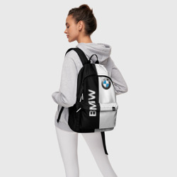 Рюкзак с принтом BMW для любого человека, вид спереди №4. Цвет основы: белый