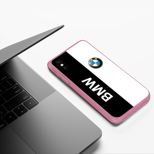 Чехол для iPhone XS Max матовый BMW, цвет малиновый - фото 5