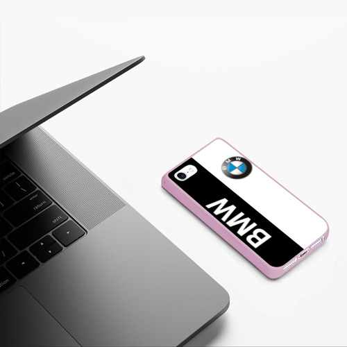 Чехол для iPhone 5/5S матовый BMW, цвет розовый - фото 5