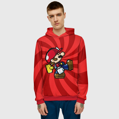 Мужская толстовка 3D Mario, цвет красный - фото 3