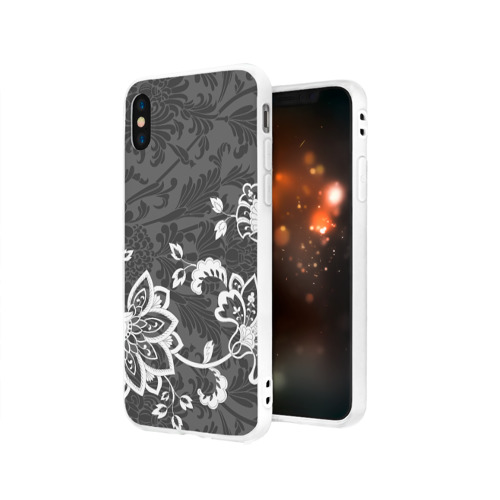 Чехол для Apple iPhone X силиконовый матовый Кружевной узор Фото 01 Чехол для Apple iPhone X силиконовый матовый Кружевной узор Фото 01
