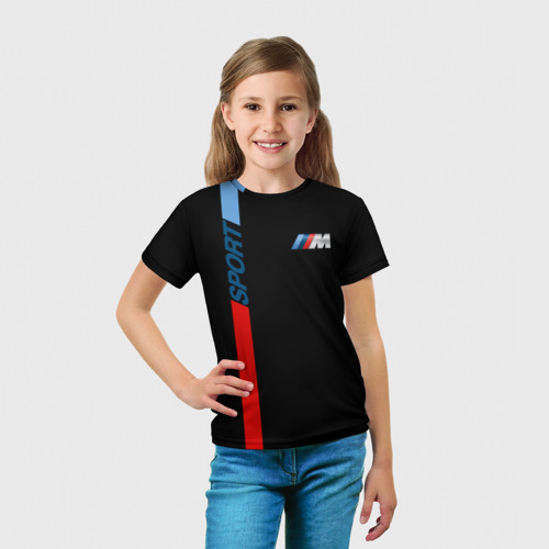Детская футболка 3D с принтом BMW 2018 M Sport, вид сбоку #3