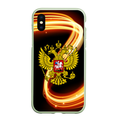 Чехол для iPhone XS Max матовый Герб РФ collection line, цвет салатовый