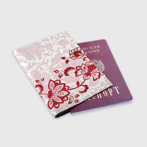 Обложка для паспорта матовая кожа Цветочный орнамент - фото 3