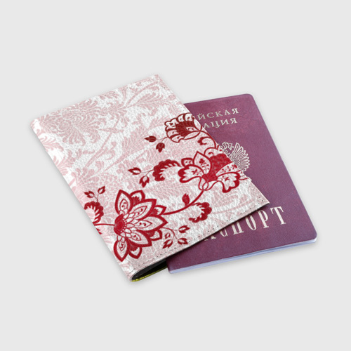 Обложка для паспорта матовая кожа Цветочный орнамент, цвет желтый - фото 3