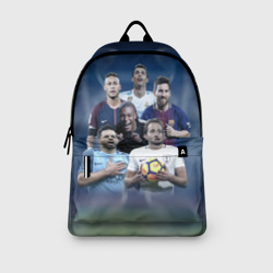 Рюкзак с принтом Звезды футбола для любого человека, вид спереди №3. Цвет основы: белый
