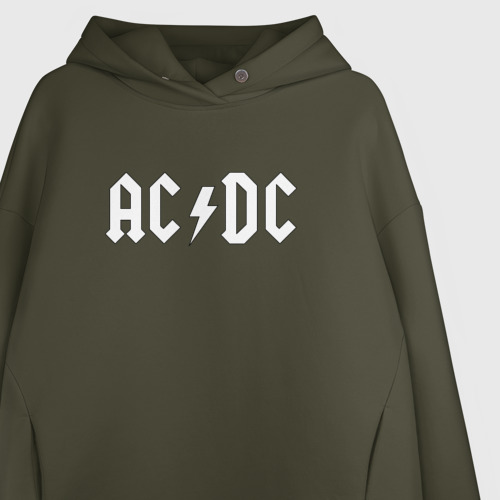 Женское худи Oversize хлопок AC/DC, цвет хаки - фото 3