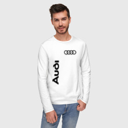 Лонгслив с принтом Audi для мужчины, вид на модели спереди №2. Цвет основы: белый