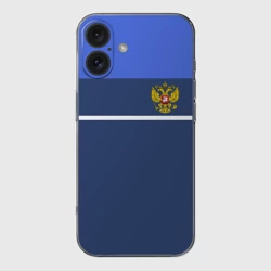 Чехол для iPhone 16 силиконовый с защитой камеры Герб России
