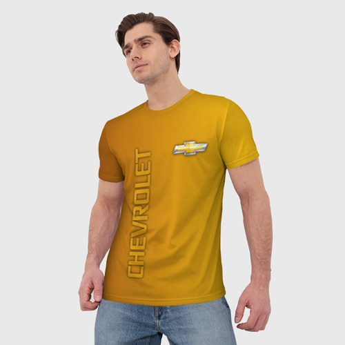 Мужская футболка 3D Chevrolet желтый градиент - фото 3