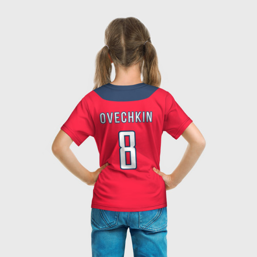 Детская футболка 3D с принтом Ovechkin Washington Capitals Red, вид сзади #2