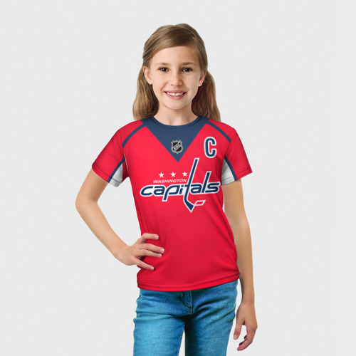 Детская футболка 3D с принтом Ovechkin Washington Capitals Red, вид сбоку #3