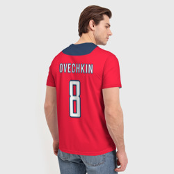 Футболка с принтом Ovechkin Washington Capitals Red для мужчины, вид на модели сзади №2. Цвет основы: белый