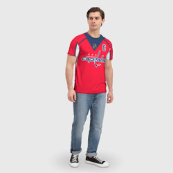 Футболка с принтом Ovechkin Washington Capitals Red для мужчины, вид на модели спереди №3. Цвет основы: белый