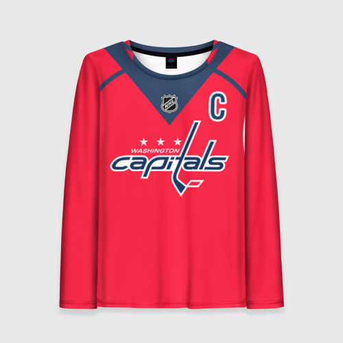 Женский лонгслив 3D Ovechkin Washington Capitals Red, цвет 3D печать