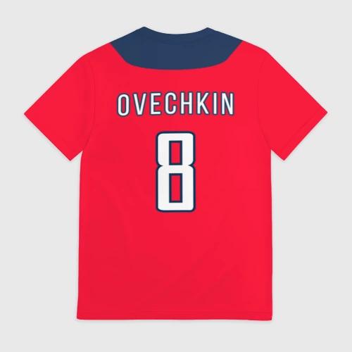 Мужская футболка 3D с принтом Ovechkin Washington Capitals Red, вид сзади #1