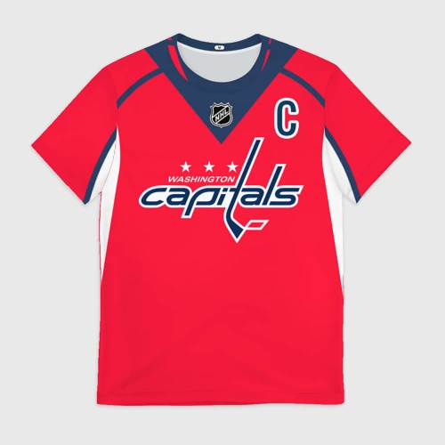 Мужская футболка 3D с принтом Ovechkin Washington Capitals Red, вид спереди #2