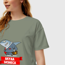 Женская футболка хлопок Oversize Акула Бизнеса - фото 2