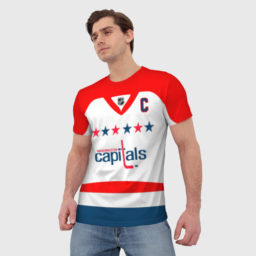 Мужская футболка 3D Ovechkin Washington Capitals White, цвет 3D печать - фото 3